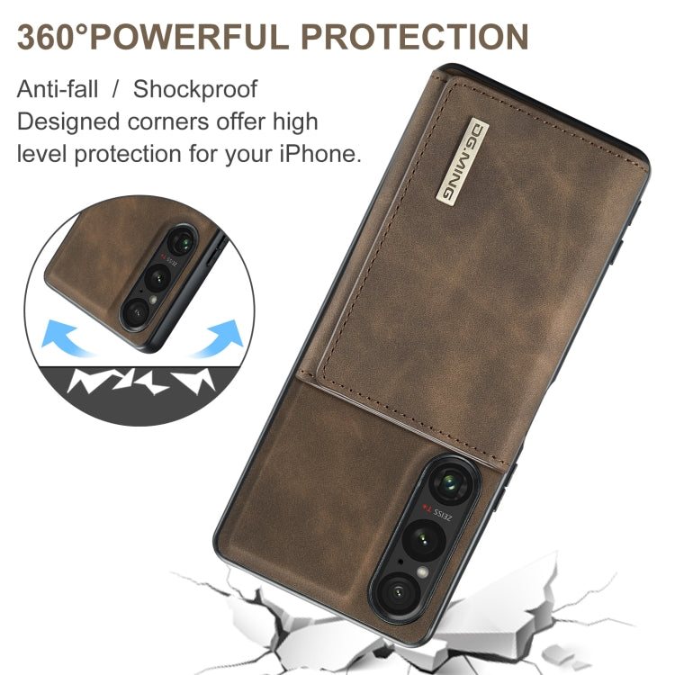 For Sony Xperia 1 VI DG.MING M1 Series 3-Fold Multi Card Wallet + Magnetic Phone Case(Coffee) - Sony Cases by DG.MING | Online Shopping South Africa | PMC TechLife | Buy Now Pay Later Mobicred