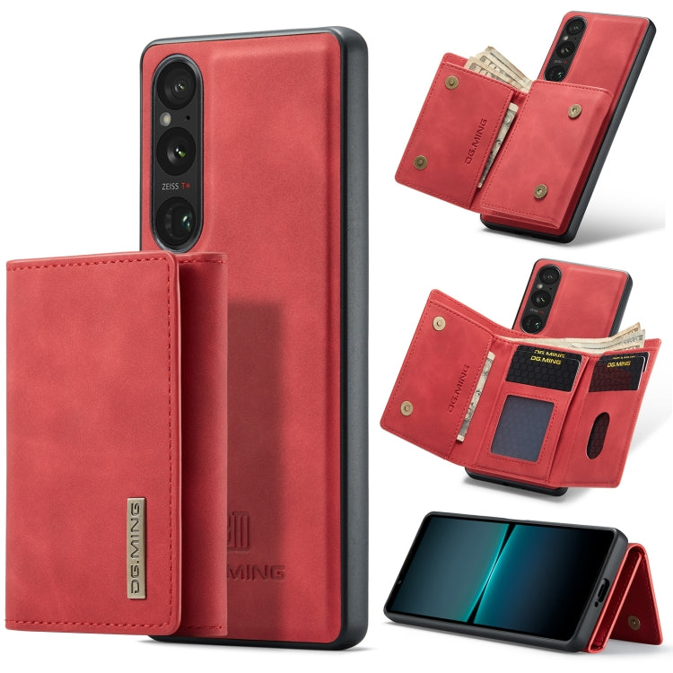 For Sony Xperia 1 VI DG.MING M1 Series 3-Fold Multi Card Wallet + Magnetic Phone Case(Red) - Sony Cases by DG.MING | Online Shopping South Africa | PMC TechLife | Buy Now Pay Later Mobicred