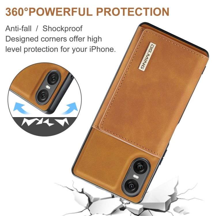 For Sony Xperia 10 VI DG.MING M1 Series 3-Fold Multi Card Wallet + Magnetic Phone Case(Brown)