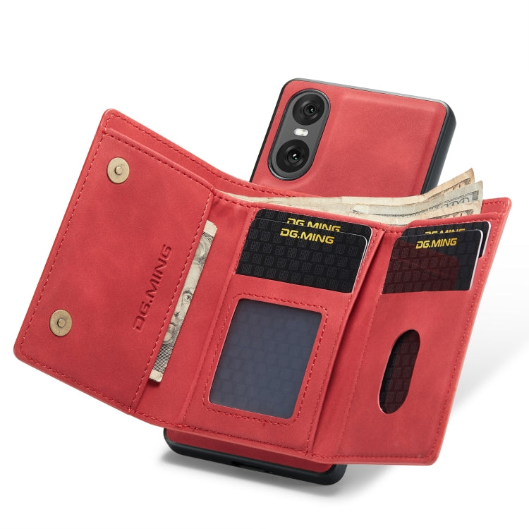 For Sony Xperia 10 VI DG.MING M1 Series 3-Fold Multi Card Wallet + Magnetic Phone Case(Red) - Sony Cases by DG.MING | Online Shopping South Africa | PMC TechLife | Buy Now Pay Later Mobicred