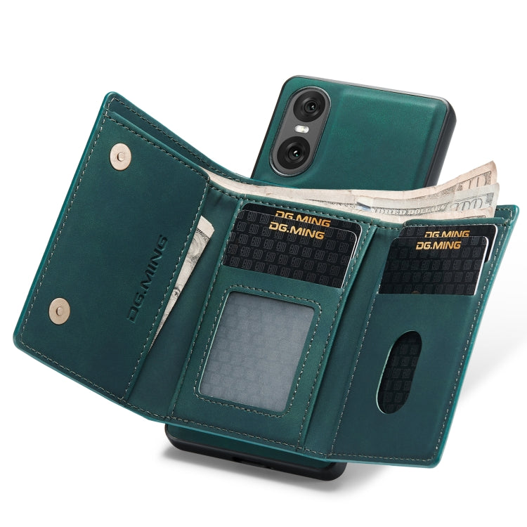 For Sony Xperia 10 VI DG.MING M1 Series 3-Fold Multi Card Wallet + Magnetic Phone Case(Green) - Sony Cases by DG.MING | Online Shopping South Africa | PMC TechLife | Buy Now Pay Later Mobicred
