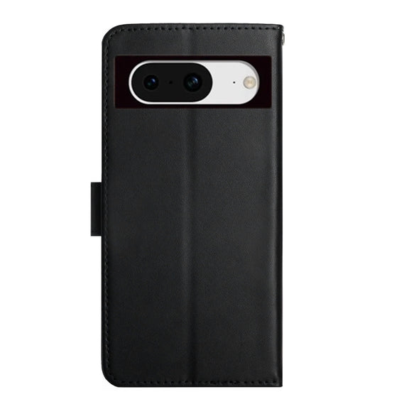 For Google Pixel 8a HT02 Genuine Leather Fingerprint-proof Flip Phone Case(Black)