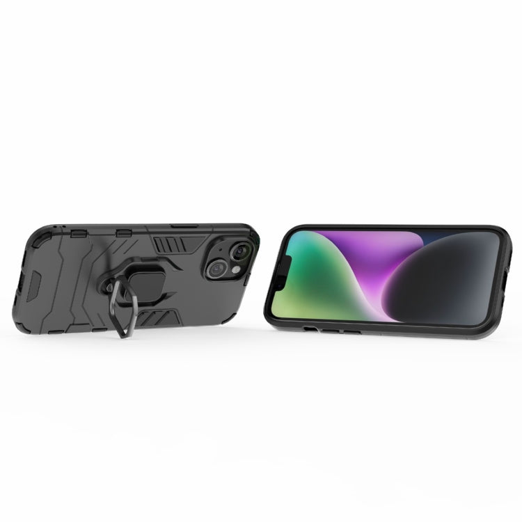 For iPhone 15 Shockproof PC + TPU Holder Phone Case(Black) - iPhone 15 Cases by PMC TechLife | Online Shopping South Africa | PMC TechLife