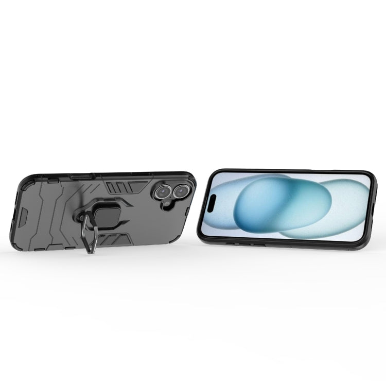 For iPhone 16 Plus Shockproof PC + TPU Holder Phone Case(Black) - iPhone 16 Plus Cases by PMC TechLife | Online Shopping South Africa | PMC TechLife | Buy Now Pay Later Mobicred