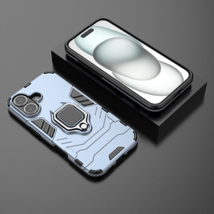 For iPhone 16 Shockproof PC + TPU Holder Phone Case(Navy Blue) - iPhone 16 Cases by PMC TechLife | Online Shopping South Africa | PMC TechLife | Buy Now Pay Later Mobicred