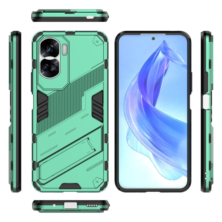 For Honor 90 Lite 5G Global Punk Armor 2 in 1 PC + TPU Phone Case with Holder(Green) - Honor Cases by PMC TechLife | Online Shopping South Africa | PMC TechLife | Buy Now Pay Later Mobicred