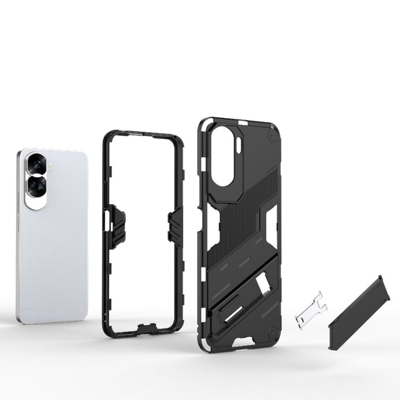 For Honor 90 Lite 5G Global Punk Armor 2 in 1 PC + TPU Phone Case with Holder(White)