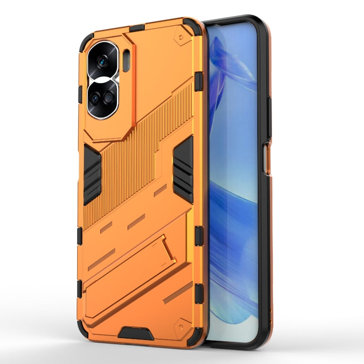 For Honor 90 Lite 5G Global Punk Armor 2 in 1 PC + TPU Phone Case with Holder(Orange) - Honor Cases by PMC TechLife | Online Shopping South Africa | PMC TechLife | Buy Now Pay Later Mobicred