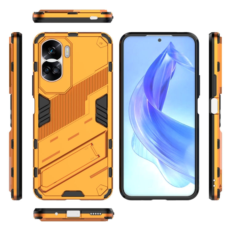 For Honor 90 Lite 5G Global Punk Armor 2 in 1 PC + TPU Phone Case with Holder(Orange) - Honor Cases by PMC TechLife | Online Shopping South Africa | PMC TechLife | Buy Now Pay Later Mobicred