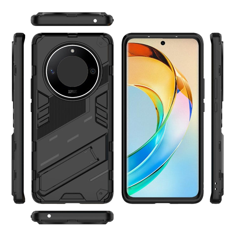 For Honor X50 5G Global / X9B Punk Armor 2 in 1 PC + TPU Phone Case with Holder(Black) - Honor Cases by PMC TechLife | Online Shopping South Africa | PMC TechLife | Buy Now Pay Later Mobicred