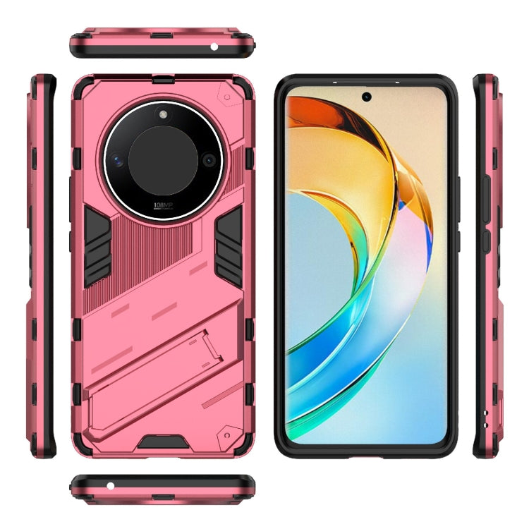 For Honor X50 5G Global / X9B Punk Armor 2 in 1 PC + TPU Phone Case with Holder(Light Red) - Honor Cases by PMC TechLife | Online Shopping South Africa | PMC TechLife | Buy Now Pay Later Mobicred