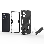 For Honor 100 5G Punk Armor 2 in 1 PC + TPU Phone Case with Holder(Black)