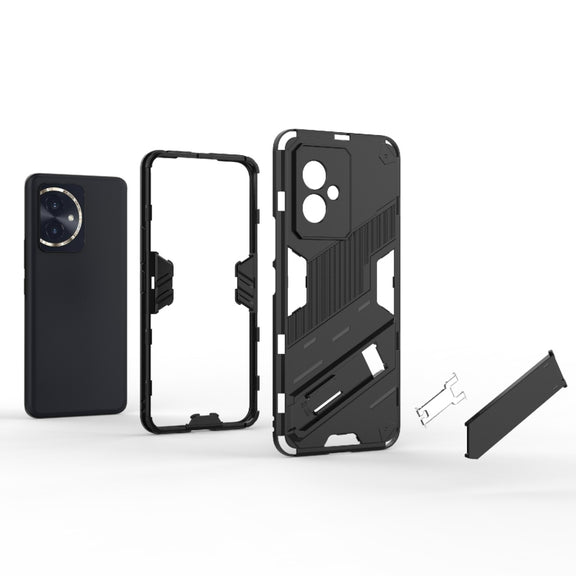 For Honor 100 5G Punk Armor 2 in 1 PC + TPU Phone Case with Holder(Light Red)