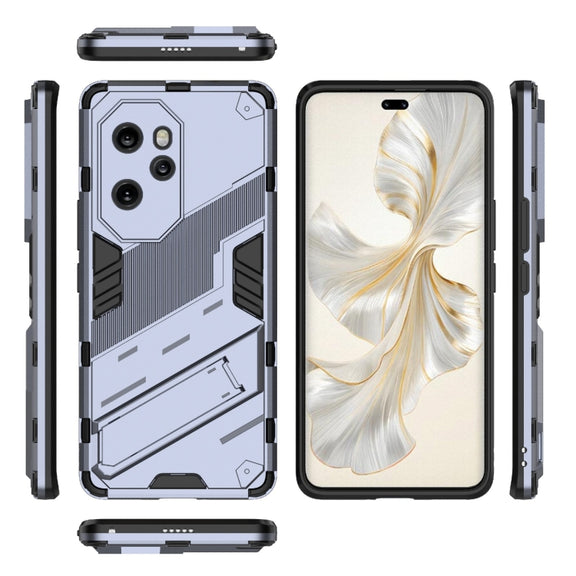 For Honor 100 Pro 5G Punk Armor 2 in 1 PC + TPU Phone Case with Holder(Grey)