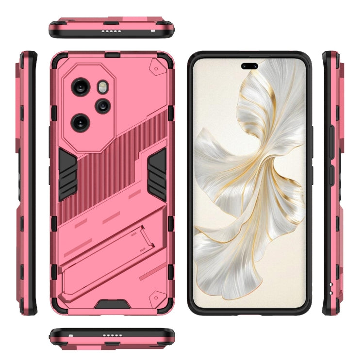 For Honor 100 Pro 5G Punk Armor 2 in 1 PC + TPU Phone Case with Holder(Light Red) - Honor Cases by PMC TechLife | Online Shopping South Africa | PMC TechLife | Buy Now Pay Later Mobicred