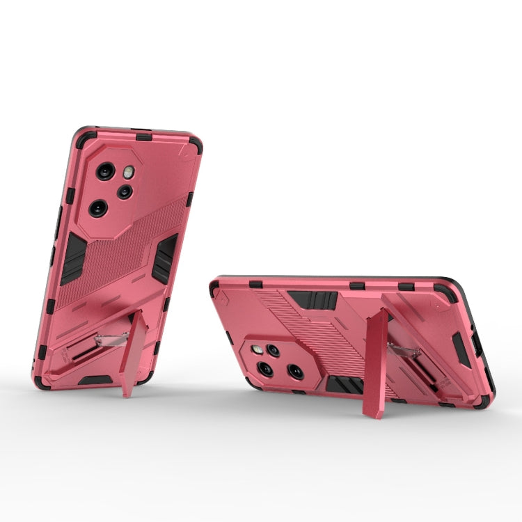 For Honor 100 Pro 5G Punk Armor 2 in 1 PC + TPU Phone Case with Holder(Light Red) - Honor Cases by PMC TechLife | Online Shopping South Africa | PMC TechLife | Buy Now Pay Later Mobicred