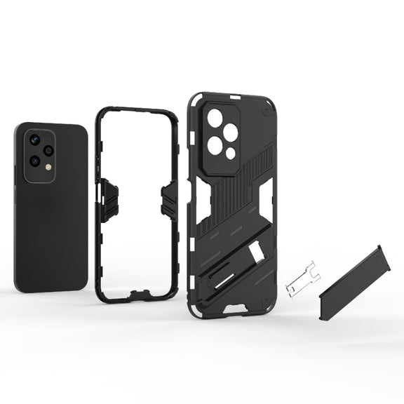 For Honor 200 Lite Global Punk Armor 2 in 1 PC + TPU Phone Case with Holder(Red)