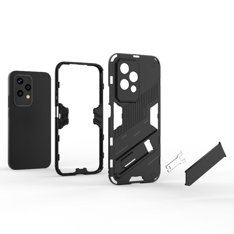 For Honor 200 Lite Global Punk Armor 2 in 1 PC + TPU Phone Case with Holder(White)