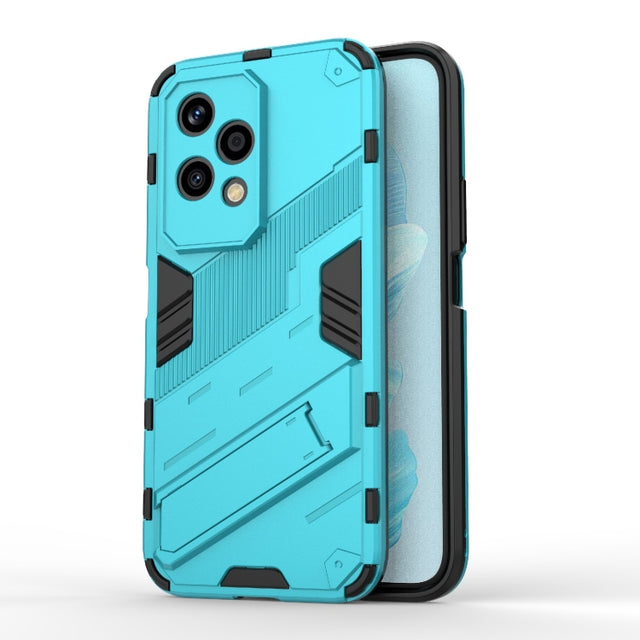 For Honor 200 Lite Global Punk Armor 2 in 1 PC + TPU Phone Case with Holder(Blue)