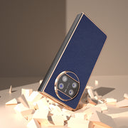 For Huawei Mate X3 Genuine Leather Mino Series Nano Plating Phone Case(Royal Blue)