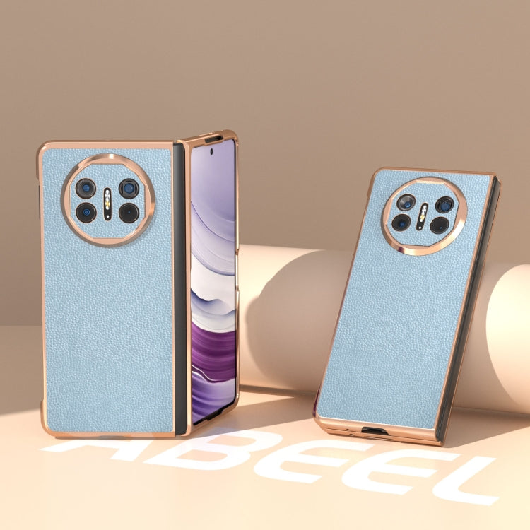 For Huawei Mate X5 Genuine Leather Mino Series Nano Plating Phone Case(Blue) - Huawei Cases by PMC TechLife | Online Shopping South Africa | PMC TechLife | Buy Now Pay Later Mobicred