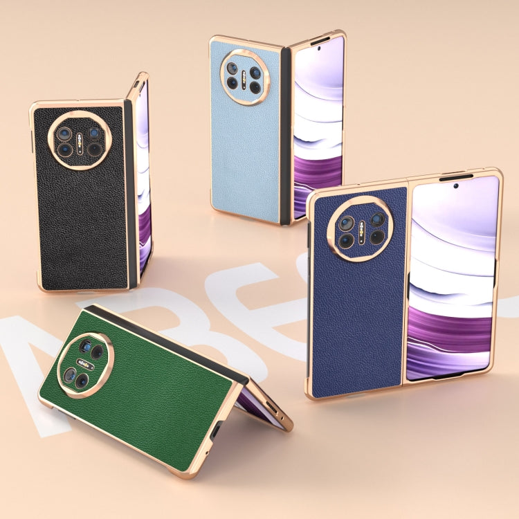 For Huawei Mate X5 Genuine Leather Mino Series Nano Plating Phone Case(Blue) - Huawei Cases by PMC TechLife | Online Shopping South Africa | PMC TechLife | Buy Now Pay Later Mobicred