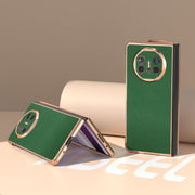 For Huawei Mate X5 Genuine Leather Mino Series Nano Plating Phone Case(Green)
