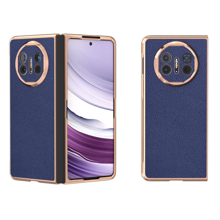 For Huawei Mate X5 Genuine Leather Mino Series Nano Plating Phone Case(Royal Blue) - Huawei Cases by PMC TechLife | Online Shopping South Africa | PMC TechLife | Buy Now Pay Later Mobicred
