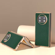 For Huawei Mate X3 Genuine Leather Luxury Series Nano Plating Phone Case(Dark Green)