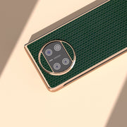 For Huawei Mate X3 Genuine Leather Luxury Series Nano Plating Phone Case(Dark Green)