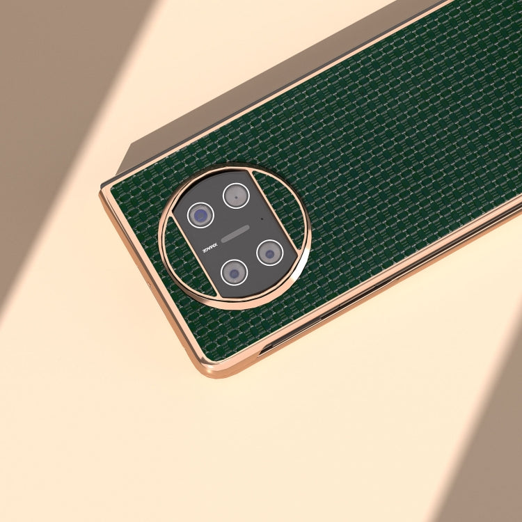 For Huawei Mate X3 Genuine Leather Luxury Series Nano Plating Phone Case(Dark Green)