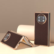 For Huawei Mate X3 Genuine Leather Luxury Series Nano Plating Phone Case(Coffee)