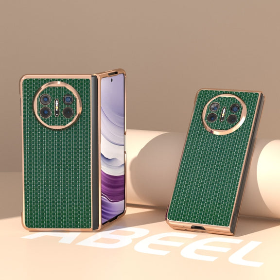 For Huawei Mate X5 Genuine Leather Luxury Series Nano Plating Phone Case(Dark Green)