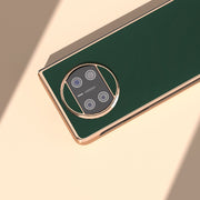 For Huawei Mate X3 Genuine Leather Silk Series Nano Plating Phone Case(Dark Green)