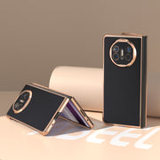 For Huawei Mate X5 Genuine Leather Silk Series Nano Plating Phone Case(Black)