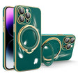 For iPhone 15 Pro Multifunction Electroplating MagSafe Holder Phone Case(Dark Green) - free shipping - PMC TechLife - Order now!