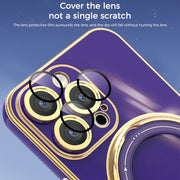For iPhone 15 Pro Max Multifunction Electroplating MagSafe Holder Phone Case(Dark Purple)