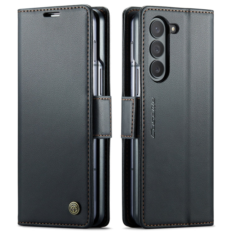 For Samsung Galaxy Z Fold5 CaseMe 023 Butterfly Buckle Litchi Texture RFID Anti-theft Leather Phone Case(Black) - free shipping - PMC Jewellery - Order now!