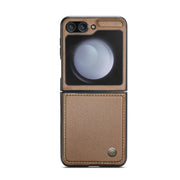 For Samsung Galaxy Z Flip5 CaseMe 023 Butterfly Buckle Litchi Texture RFID Anti-theft Leather Phone Case(Brown)