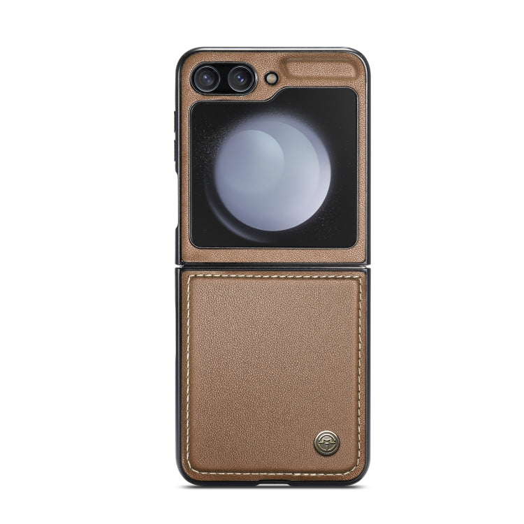 For Samsung Galaxy Z Flip5 CaseMe 023 Butterfly Buckle Litchi Texture RFID Anti-theft Leather Phone Case(Brown)