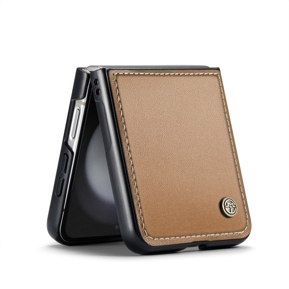 For Samsung Galaxy Z Flip5 CaseMe 023 Butterfly Buckle Litchi Texture RFID Anti-theft Leather Phone Case(Brown)