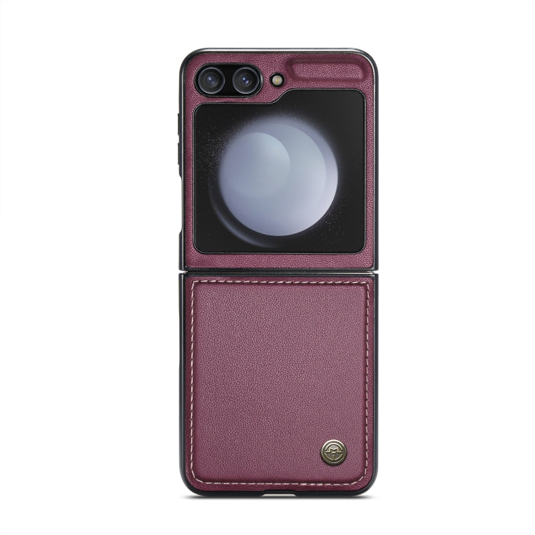 For Samsung Galaxy Z Flip5 CaseMe 023 Butterfly Buckle Litchi Texture RFID Anti-theft Leather Phone Case(Wine Red)
