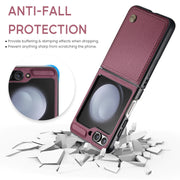 For Samsung Galaxy Z Flip5 CaseMe 023 Butterfly Buckle Litchi Texture RFID Anti-theft Leather Phone Case(Wine Red)