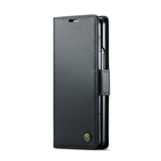 For Samsung Galaxy Z Fold6 5G CaseMe 023 Butterfly Buckle Litchi Texture RFID Anti-theft Leather Phone Case(Black)
