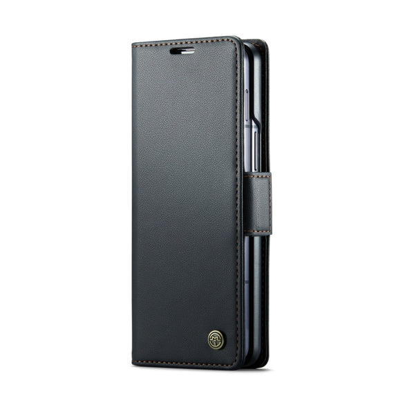 For Samsung Galaxy Z Fold6 5G CaseMe 023 Butterfly Buckle Litchi Texture RFID Anti-theft Leather Phone Case(Black)