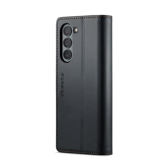 For Samsung Galaxy Z Fold6 5G CaseMe 023 Butterfly Buckle Litchi Texture RFID Anti-theft Leather Phone Case(Black)