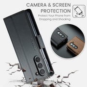 For Samsung Galaxy Z Fold6 5G CaseMe 023 Butterfly Buckle Litchi Texture RFID Anti-theft Leather Phone Case(Black)