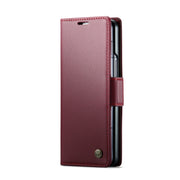 For Samsung Galaxy Z Fold6 5G CaseMe 023 Butterfly Buckle Litchi Texture RFID Anti-theft Leather Phone Case(Wine Red)