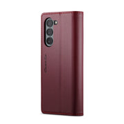 For Samsung Galaxy Z Fold6 5G CaseMe 023 Butterfly Buckle Litchi Texture RFID Anti-theft Leather Phone Case(Wine Red)