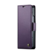 For Samsung Galaxy Z Fold6 5G CaseMe 023 Butterfly Buckle Litchi Texture RFID Anti-theft Leather Phone Case(Pearly Purple)